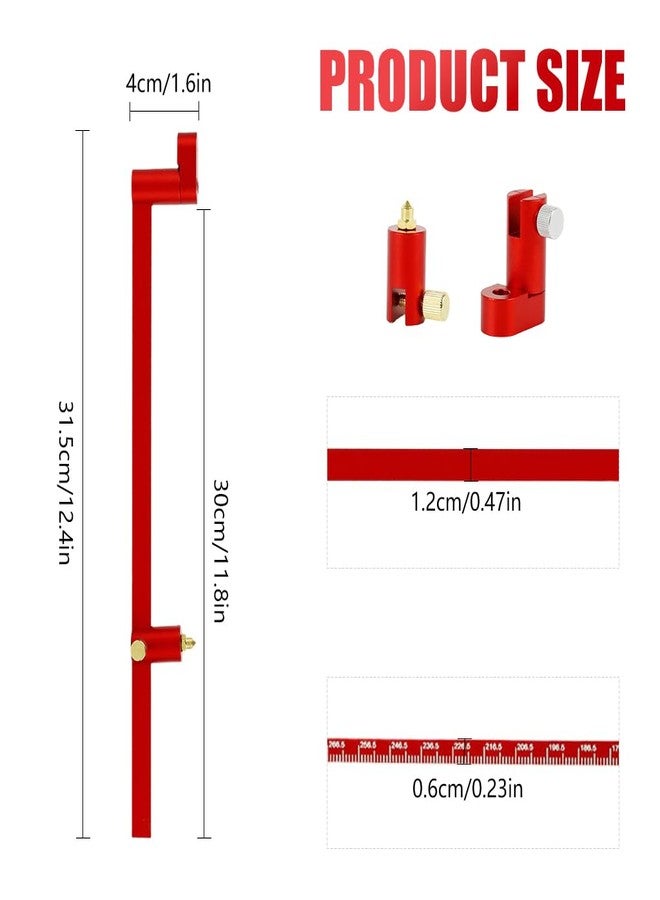 Serplex® 300mm Woodworking Compass Scriber Woodworking Scribing Circle Ruler Marking Gauge Precision Aluminum Alloy Marking Gauge with Adjustable Arms for Arc Drawing & Parallel Line Scribing - Image 2